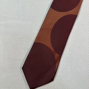 BCBG Attitude Silk Necktie Mens OS Copper Burgundy Geometric Polka Dot Excellent
